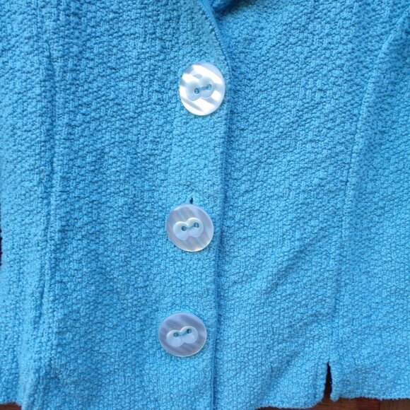 Willow Women's Cardigan Button Turquoise Blue Sweater. 100% Cotton, Made in USA - Picture 5 of 9